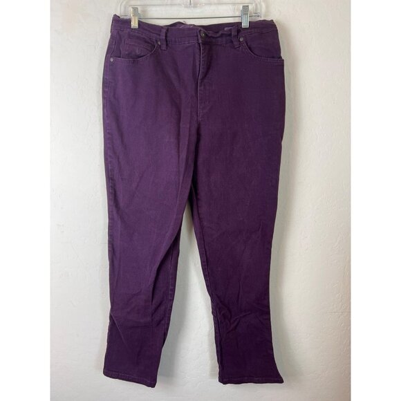 Gloria Vanderbilt Amanda Sz 14 Eggplant Purple Jeans Straight - Picture 1 of 11